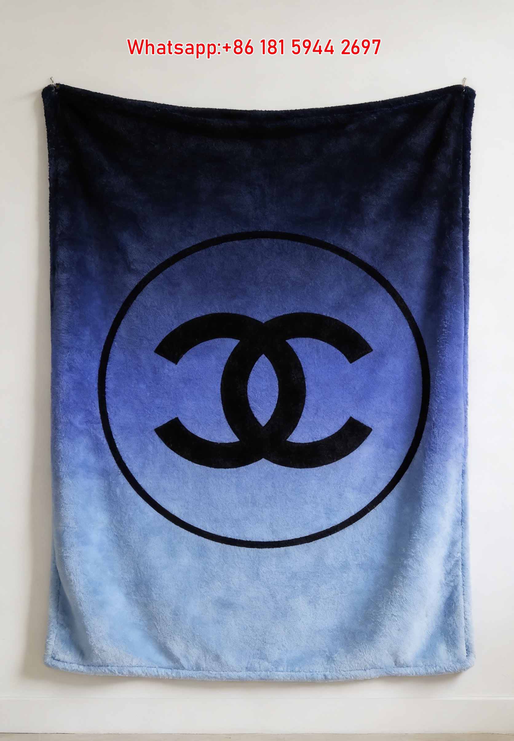 Blue Gradient Chanel Logo Flannel Throw Blanket Chanel IMG_7277